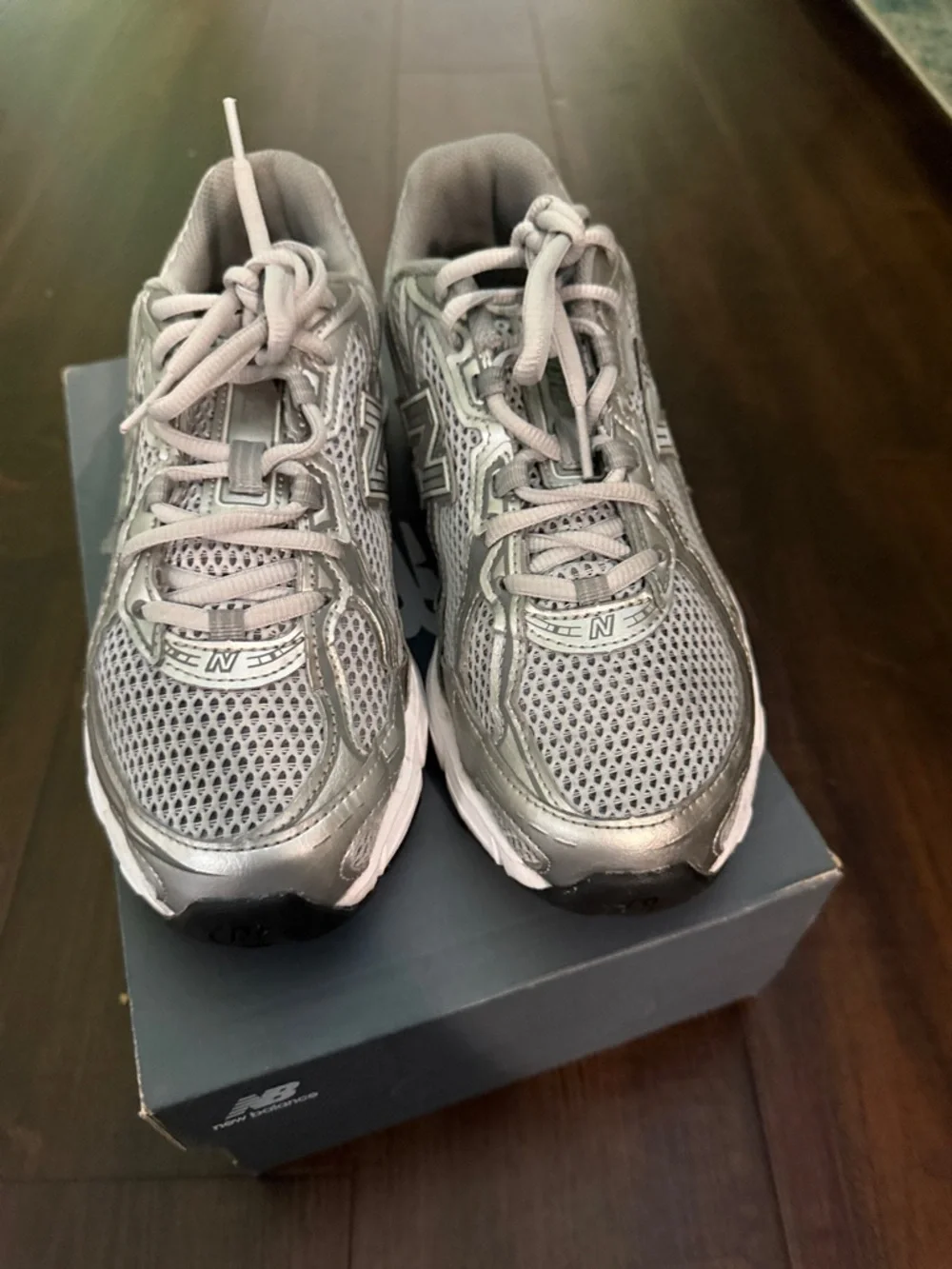 New Balance Silver Gray and White Athletic Sneakers (7y)